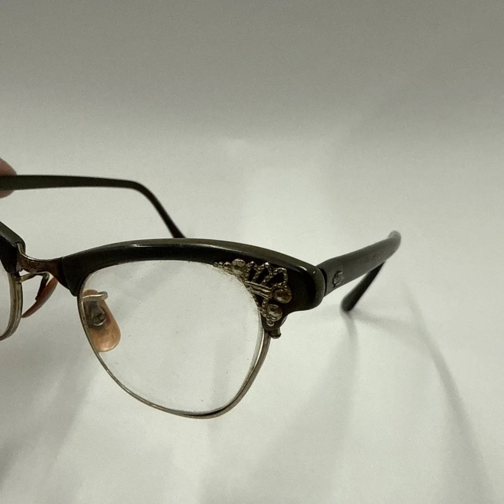 **FRAME ONLY** Vintage Art-Craft U.S.A. Cateye Browline Eyeglasses Alum‎
